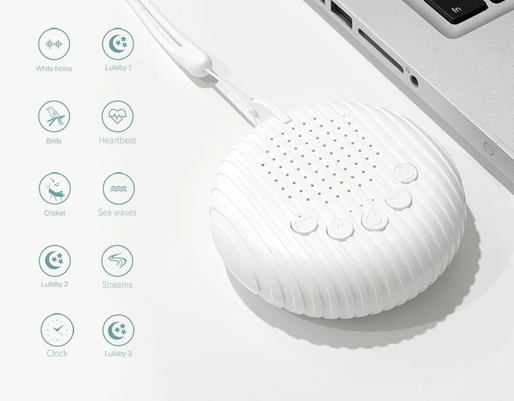 Emberna Sound Sleep Machine on a desk, portable white noise device