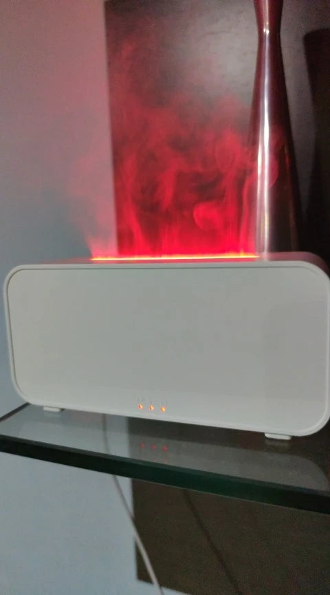 Emberna White Edition humidifier with flame LED glow
