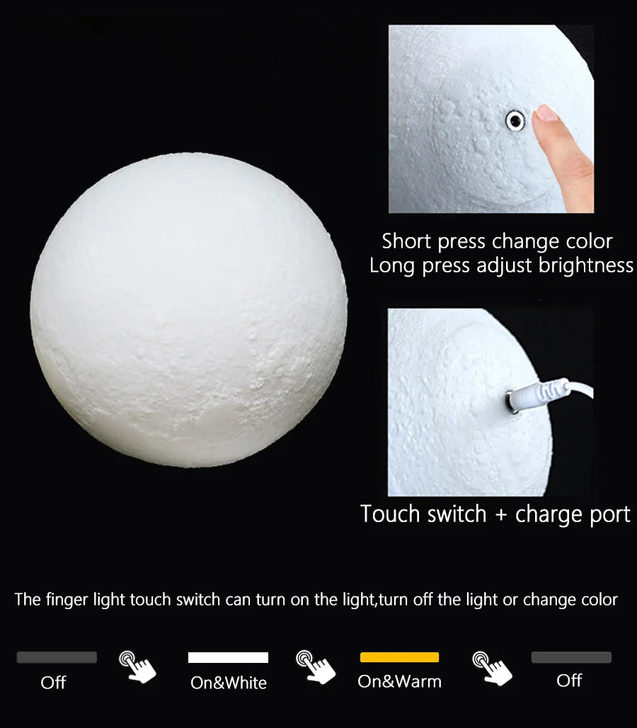 Emberna Moon Lamp — color changing modes detail