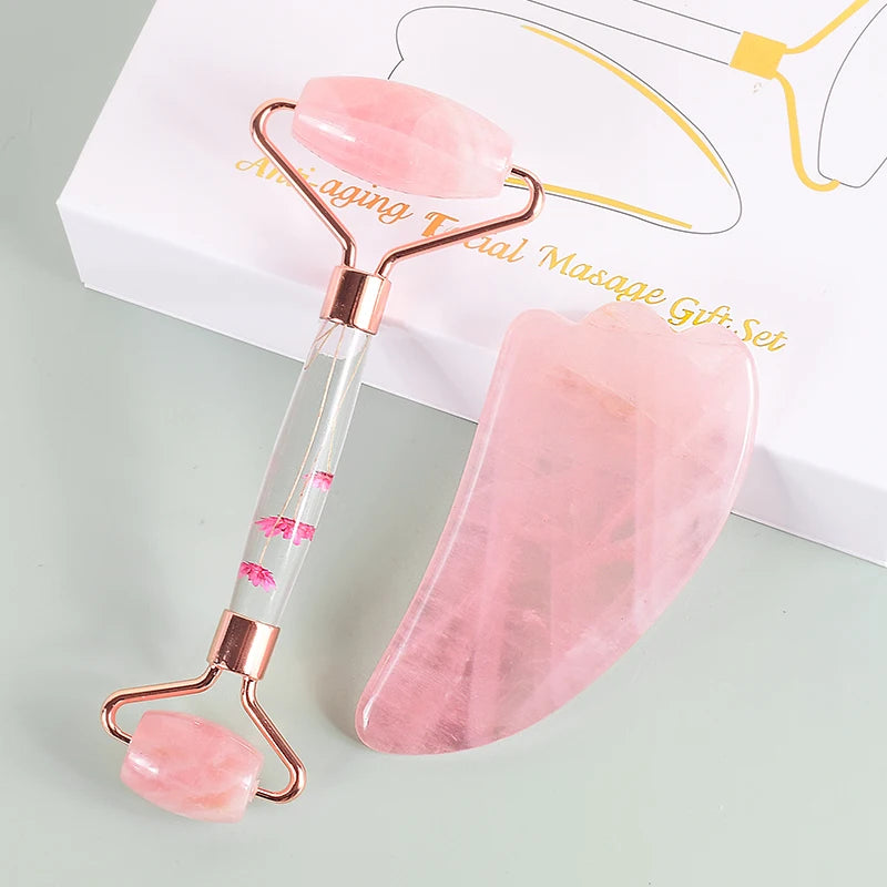 Emberna Rose Quartz Facial Roller & Gua Sha Set — view 13
