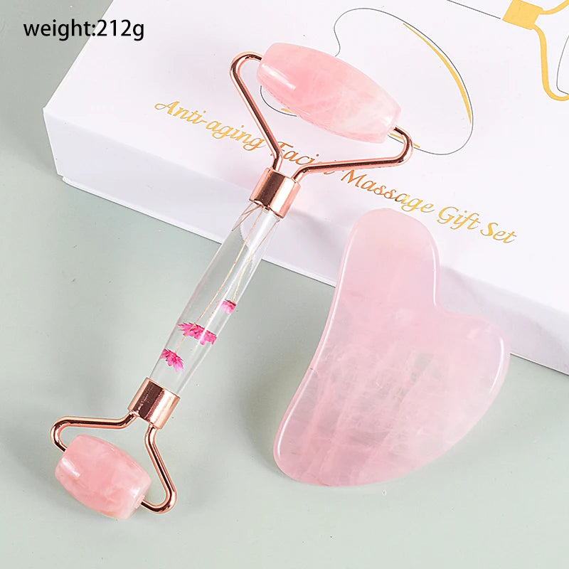 Emberna Rose Quartz Facial Roller & Gua Sha Set — view 8