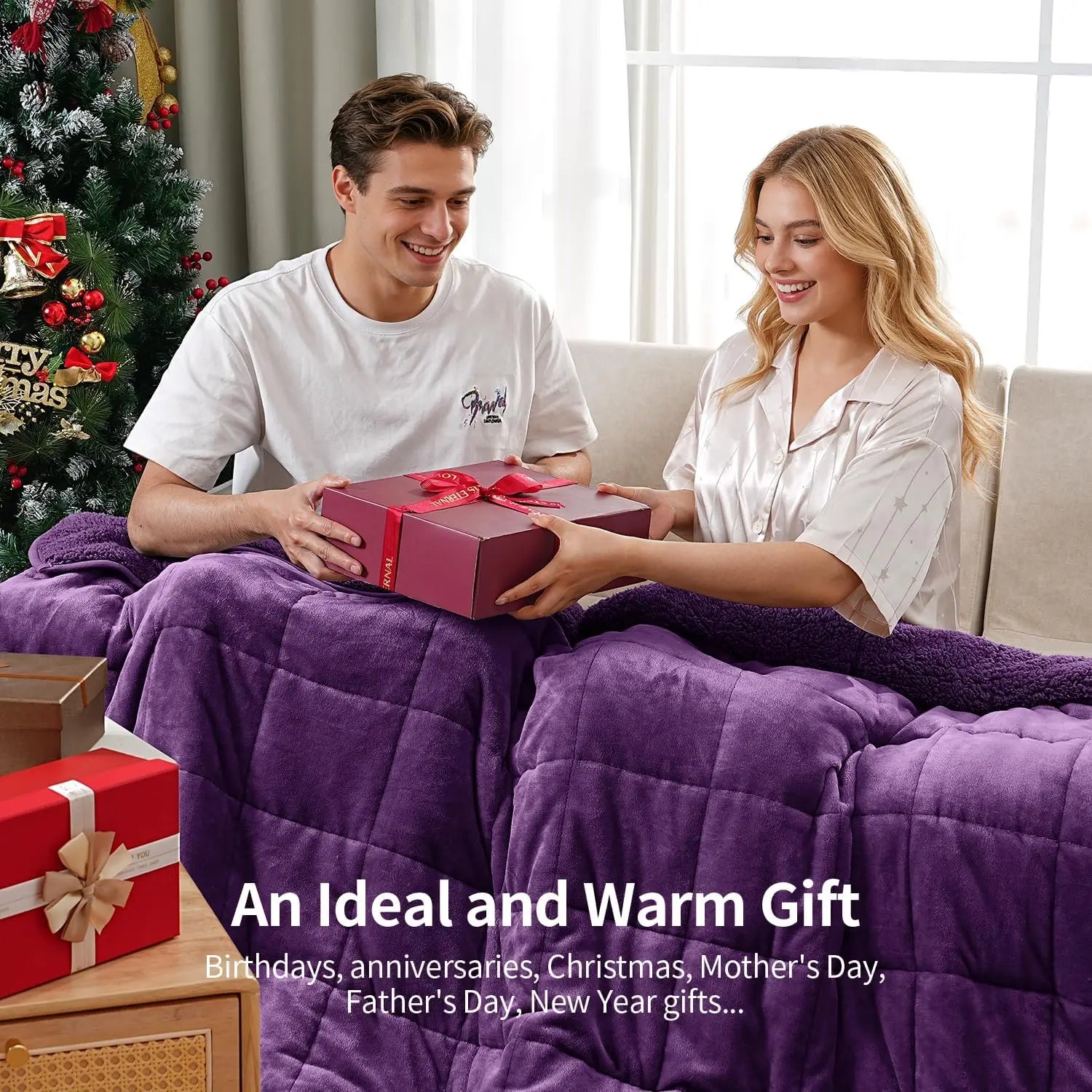 Emberna Weighted Blanket — person relaxing under blanket