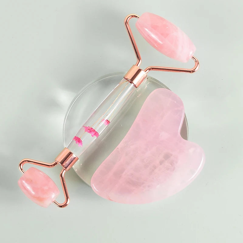 Emberna Rose Quartz Facial Roller & Gua Sha Set — view 11