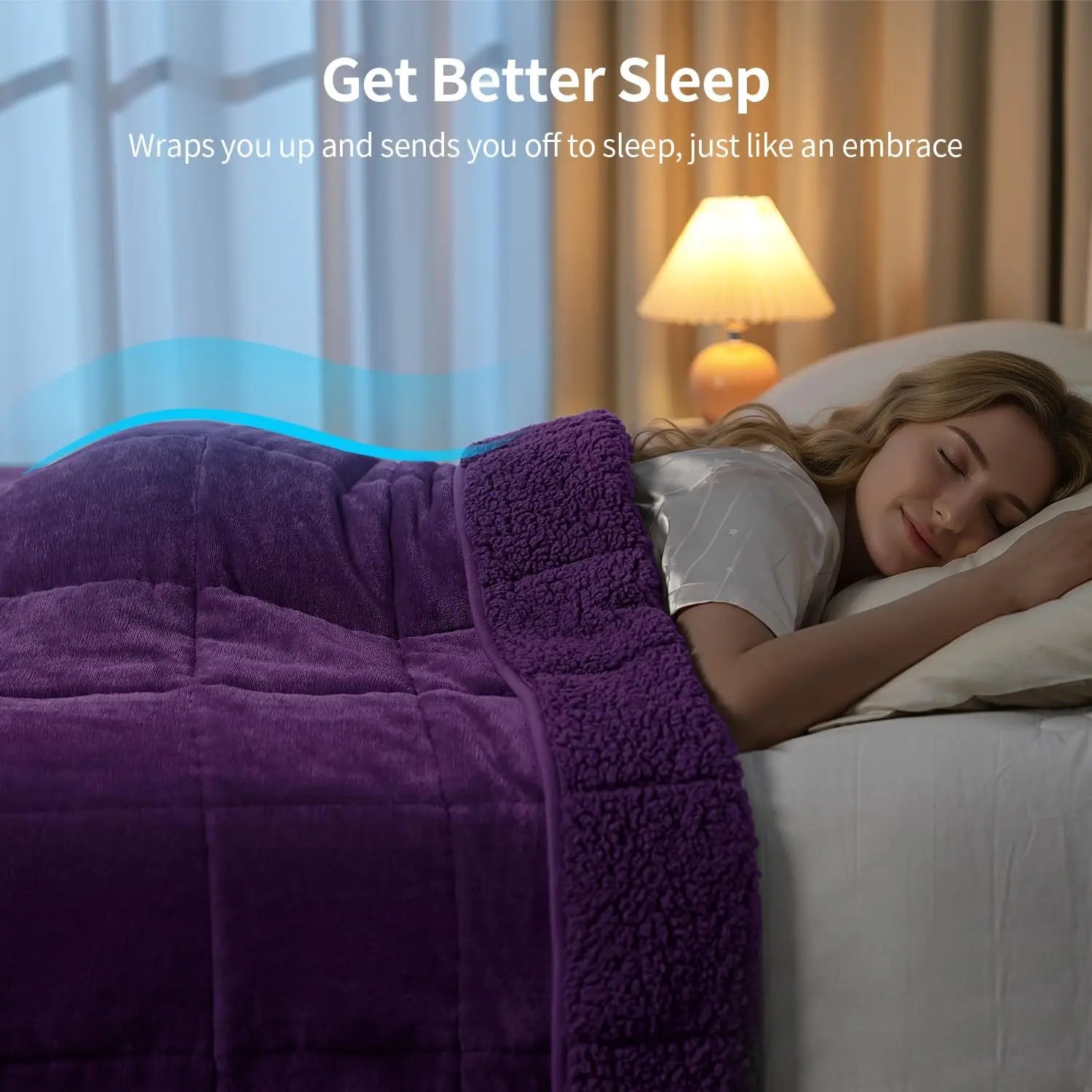 Emberna Weighted Blanket — laid out on bed with pillow