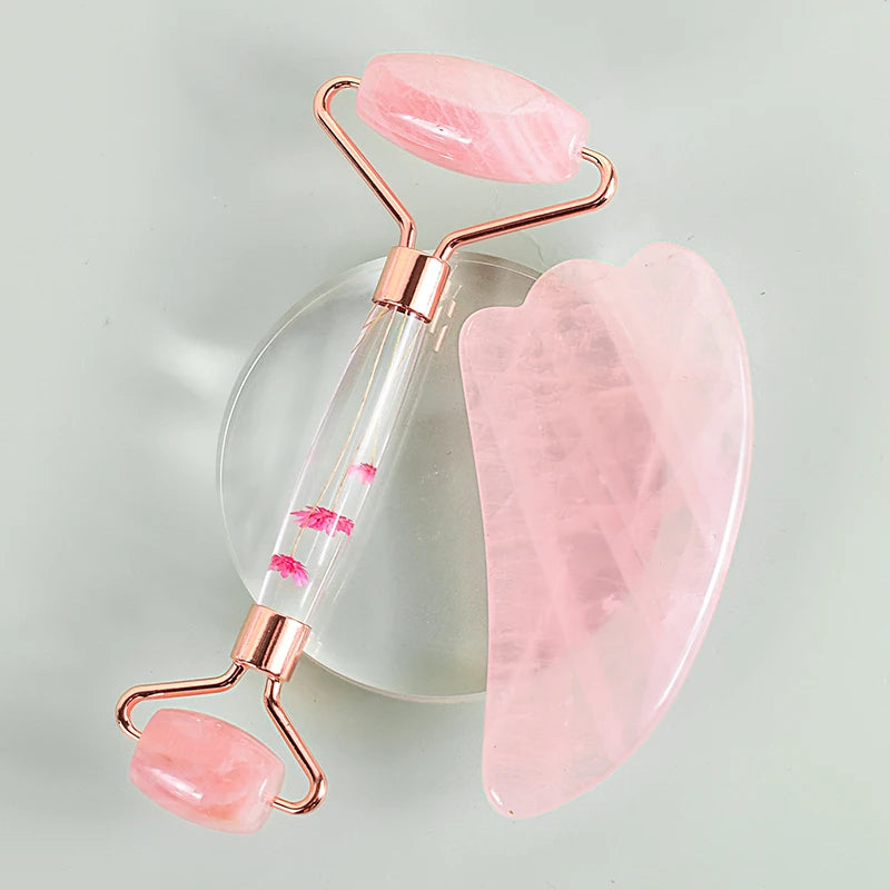 Emberna Rose Quartz Facial Roller & Gua Sha Set — view 14