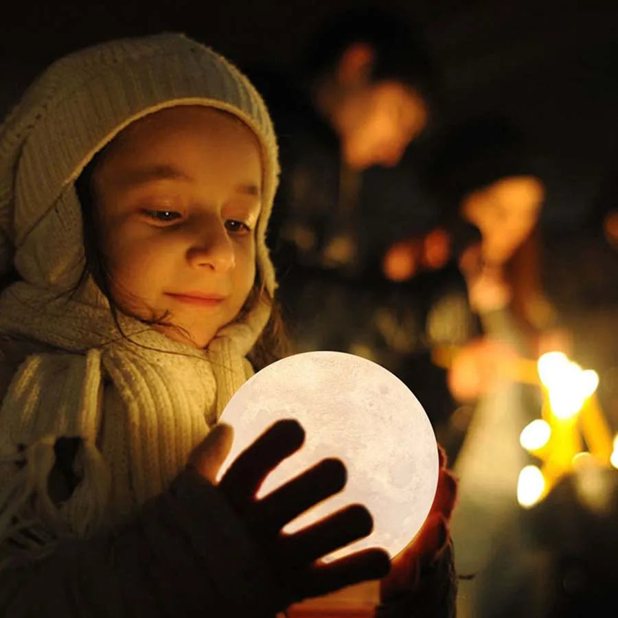 Emberna Moon Lamp — warm glow at night on desk