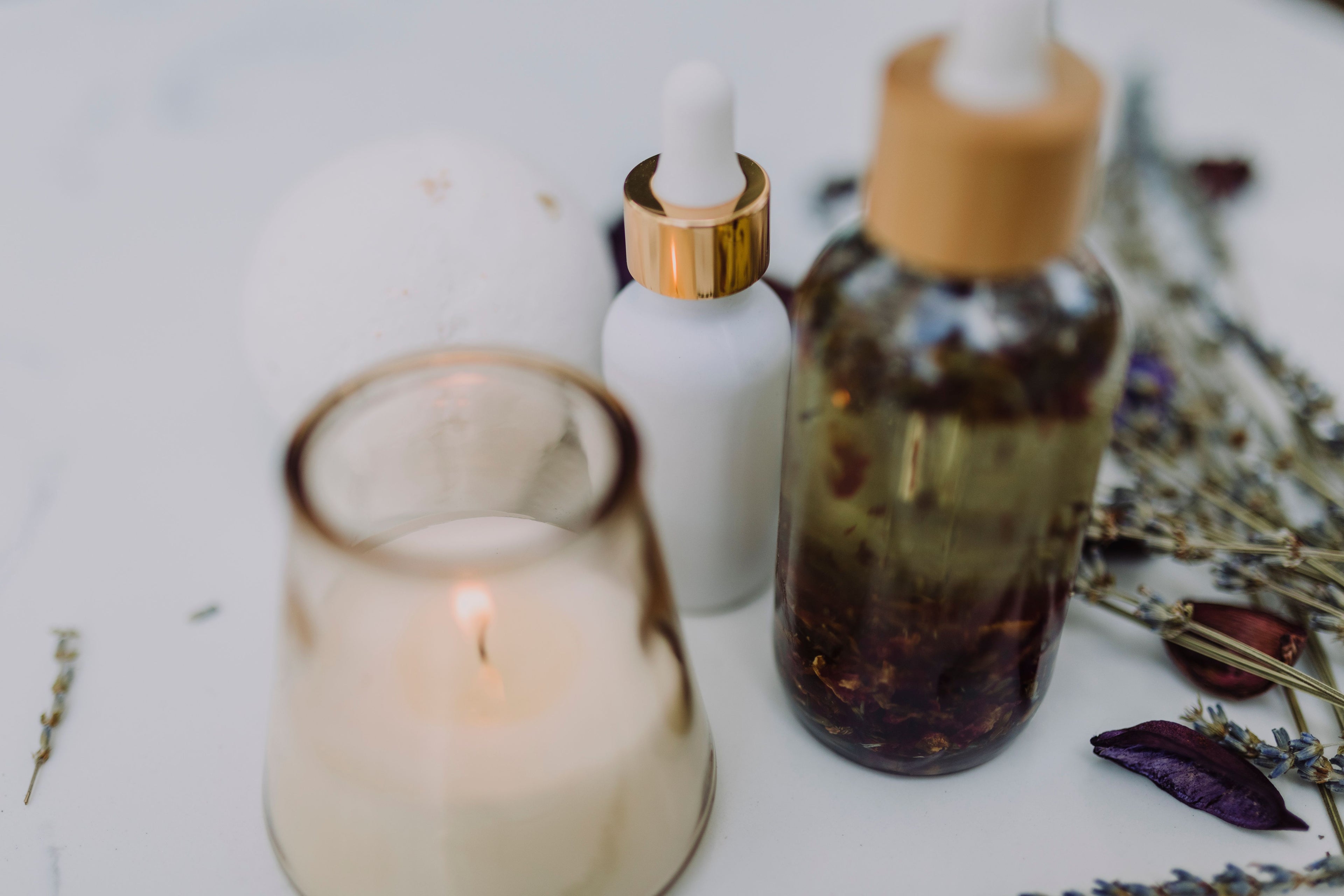 Aromatherapy wellness flat lay